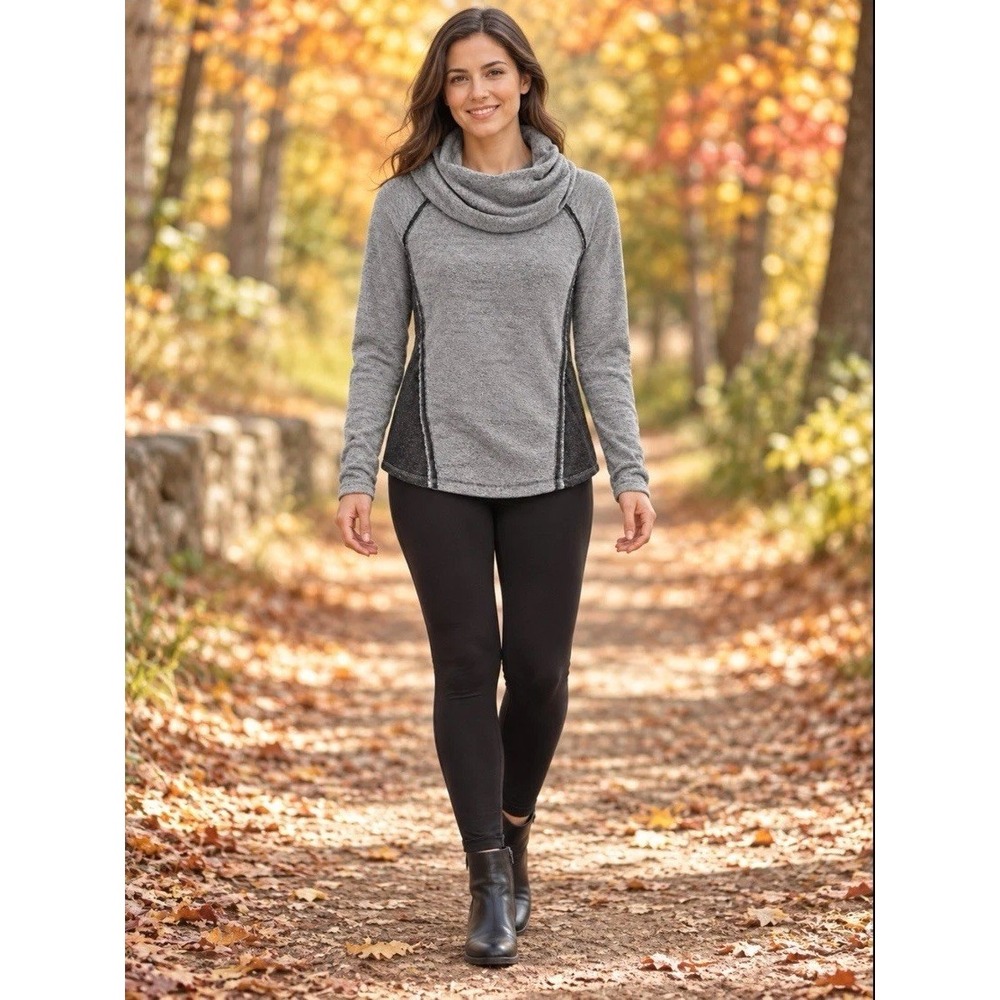 Kuhl  Sweatshirt Womens Medium Gray Cowl Neck Outdoor Camping Hiking Active Warm